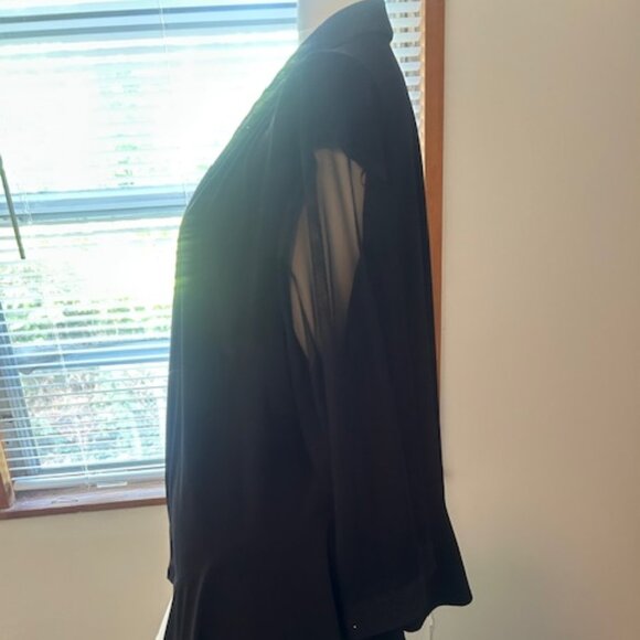 R & M Richards Black glitter black sheer sleeves open cardigan blazer, size 2X - Picture 2 of 5